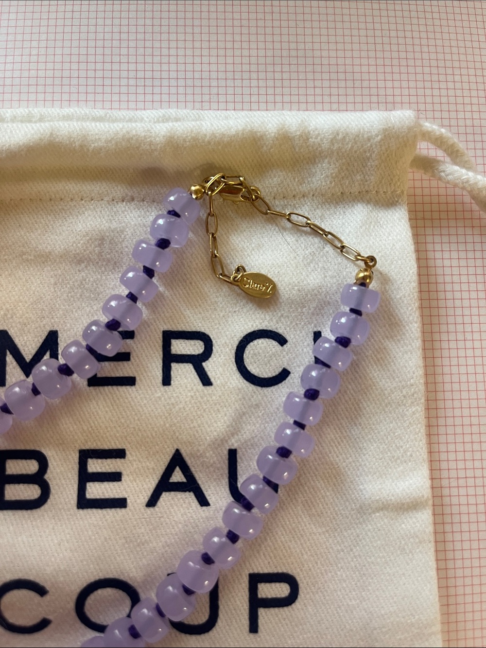 Clare V. Stone Slice Necklace - Lavender - Picture 2 of 4